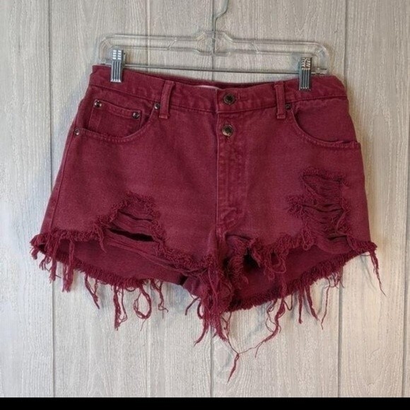 Canyon River blues burgundy distressed High Rise shorts sz 9 EUC - Picture 4 of 9